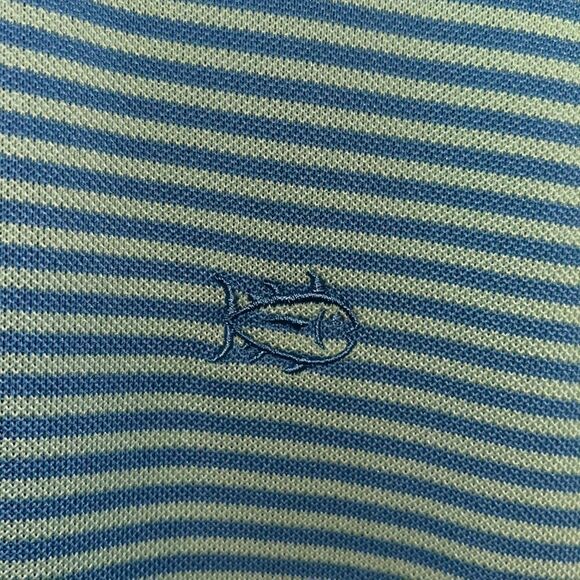 Performance Southern Tide Skipjack Tuna Golf Polo Shirt L Blue Green Stripe - Picture 3 of 4